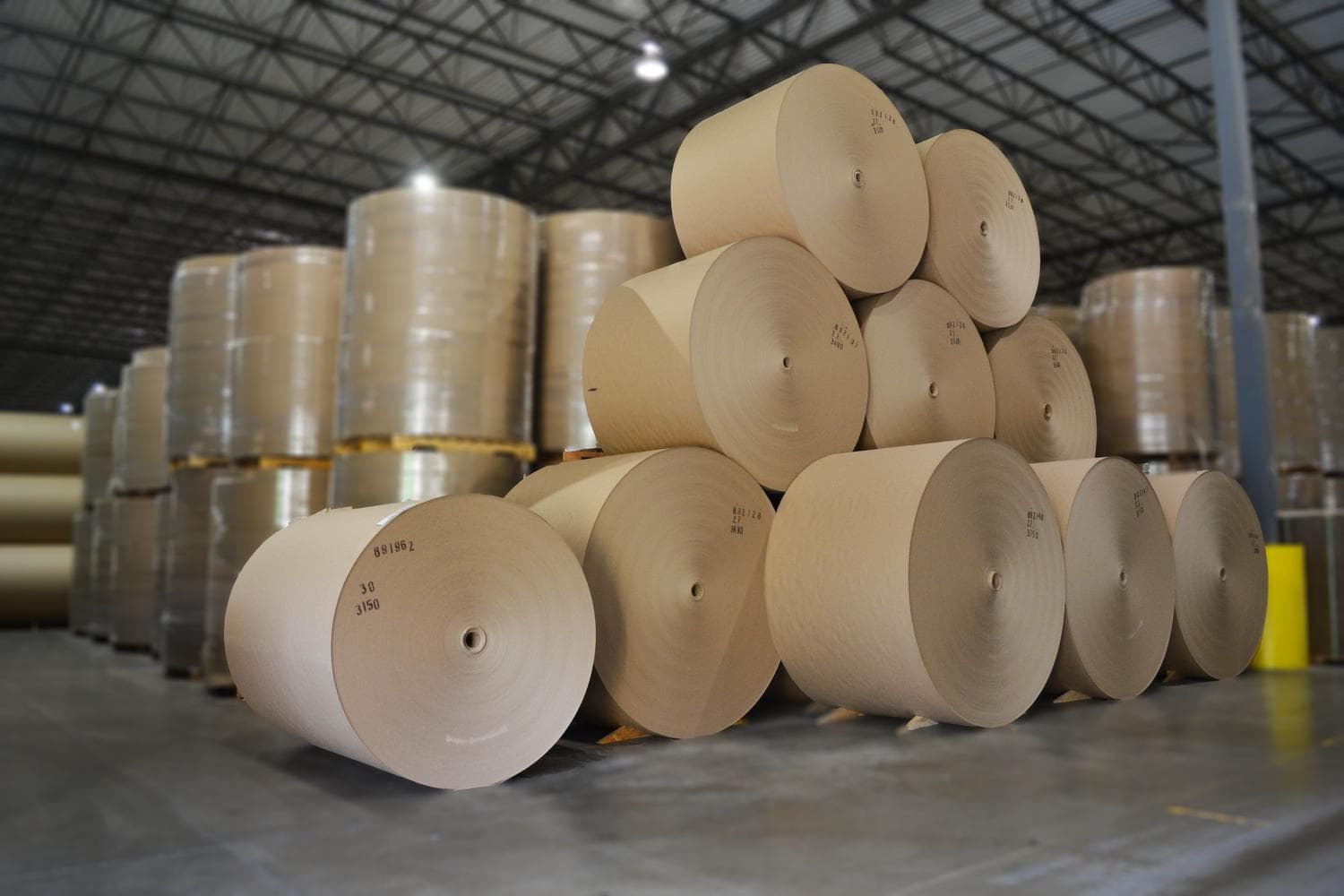 Stacked paper rolls as cargo